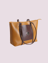 Two-Tone Structured Tote Bag Mustard